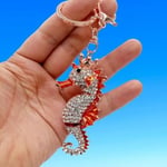 Turuncu Kristal Taşlı Denizatı Anahtarlık