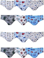 Tutku 12'li Paket Erkek Çocuk Renkli Empirme Elastan Slip Külot TEC0255