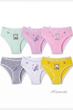Tutku 6lı Kız Çocuk Baskılı Renkli Külot Likralı Slip