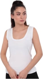 Tutku Beyaz Renk Kalın Askılı Kroşetalı Atlet Beyaz 3XL