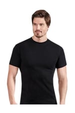 Tutku Erkek Sıfır Yaka Yarım Kol Fanila Penye,%100 Pamuk, Siyah, 3XL, 2li Paket