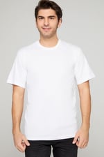 Tutku Erkek T-Shirt,%90 Pamuk%10 Likra, 0 Yaka, Beyaz, 2XL, 20'li Paket