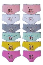 Tutku-Iç Giyim 12li Kız Çocuk Baskılı Renkli Külot Likralı Slip
