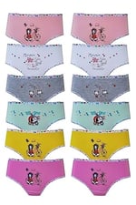 Tutku-Iç Giyim 12li Kız Çocuk Baskılı Renkli Külot Likralı Slip