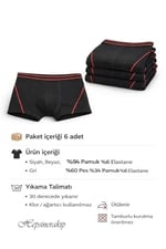 Tutku İç Giyim 6'lı Paket Erkek Çocuk Pamuklu Elastan Boxer TEC0133