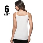 Tutku İç Giyim Kadın Ribana İp Askılı Atlet 6 Lı Paket Beyaz XL