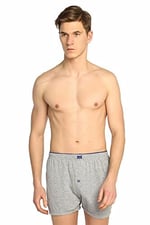 Tutku İç Giyim Pamuklu Penye Düğmeli Erkek Boxer 3 Lü Paket (Gri, L)