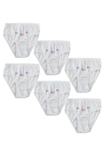 Tutku Kız Çocuk Beyaz Nakışlı Külot 6'lı Paket