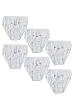 Tutku Kız Çocuk Beyaz Nakışlı Külot 6'lı Paket