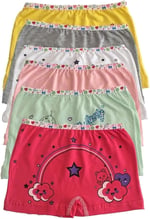 Tutku Kız Çocuk Renkli Likralı Pamuk Boxer 6'lı Paket, 9-10 Yaş