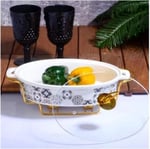 Twn017 Porselen Telli Oval Tencere 34 Cm