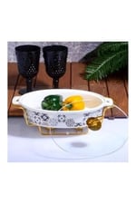 Twn017 Porselen Telli Oval Tencere 34 Cm