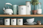 TYPHOON Living Collection, pastel krem, 3,4 litre kurabiye kutusu, çelik, ahşap, silikon, krem - Seçenekler: Ekmek, Kahve, Kurabieler, Makarna, Çay