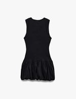 U Yaka Slim Fit Kolsuz Mini Balon Elbise