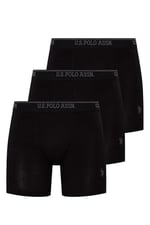 U.S. Polo Assn. Erkek Siyah 3 Lü Uzun Paçalı Boxer
