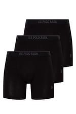 U.S. Polo Assn. Erkek Siyah 3 Lü Uzun Paçalı Boxer