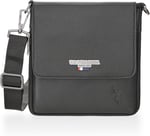 U.S. POLO ASSN. Plevr 9508 Us Siyah Suni Deri Unisex Postacı Çanta Siyah