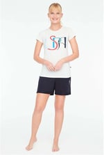 U.S. Polo Assn. - Kadın Kar Melanj T-Shirt Şort Takımı