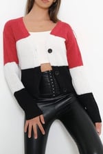 üc Renk Crop Hırka S