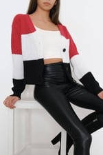 üc Renk Crop Hırka S