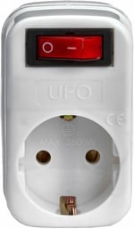 UFO Tekli Akım Korumalı Anahtarlı Priz 16A 250V, Max 3500W Aşırı Yük Koruması (Beyaz)