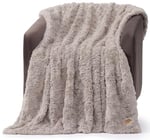 UGG 10484 Adalee Yumuşak Suni Kürk Ters Çevrilebilir Vurgu Büyük Boy Battaniye Kabarık Bulanık Lüks Rahat Otel Tarzı Lüks Yumuşak Boho Ev Dekoru Yatak ve Ot - Seçenekler: Full/Queen, King, Throw, Twin