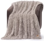 UGG 10484 Adalee Yumuşak Suni Kürk Ters Çevrilebilir Vurgu Büyük Boy Battaniye Kabarık Bulanık Lüks Rahat Otel Tarzı Lüks Yumuşak Boho Ev Dekoru Yatak ve Ot - Seçenekler: Full/Queen, King, Throw, Twin