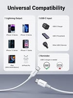 UGREEN 10493 USB kablosu 1 m USB C USB C/Lightning Beyaz