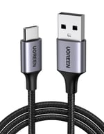 UGREEN 2.0 A USB-A & USB-C Örgülü Şarj ve Data Kablosu, 50 Santimetre, Siyah, 60125
