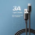 UGREEN 2.0 A USB-A & USB-C & Şarj ve Data Kablosu, 50 Santimetre, Siyah, 60115
