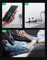 UGREEN 3.0 A USB-A & USB-C Örgülü Şarj ve Data Kablosu, 2 Metre, Siyah, 60128