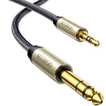 UGREEN 3,5 mm jak, 6,35 mm jak kablosu, Aux adaptörü, stereo ses kablosu, dijital arayüz enstrüman kablosu, gitar, mikser, mikrofon, kayıt cihazı, mikser, amplifikatör vb. için destekler (3M)