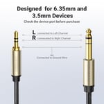UGREEN 3,5 mm jak, 6,35 mm jak kablosu, Aux adaptörü, stereo ses kablosu, dijital arayüz enstrüman kablosu, gitar, mikser, mikrofon, kayıt cihazı, mikser, amplifikatör vb. için destekler (3M)