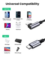 Ugreen 3A USB C to Lightning 90 Derece Örgülü Data ve Şarj Kablosu 2 Metre