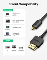 Ugreen 4K 60Hz Micro HDMI to HDMI Kablo 2 Metre - Seçenekler: 1 metre, 2 metri, 3m