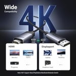 UGREEN 4K@60Hz DisplayPort HDMI Kablosu DP HDMI Kablosu Uni-Directional DP 1.2 HDMI 2.0 Kablo HDR DP HDMI Adaptörü Çoklu Ekran için Monitör, Projektör, Dell (2M) ile Uyumlu