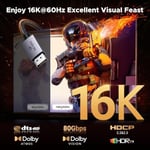 UGREEN 80Gbps DisplayPort Kablosu 2.1 16K@60Hz 8K@240Hz 4K@480Hz Ekran Bağlantı Noktası Kablosu 3.3FT DP Kablosu HDR, HDCP2.3, DSC1.2a, FreeSync, G-Sync, Alu Örgü Uyumlu Monitör, Grafik RTX 5090 4090