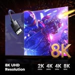 Ugreen 8K 60 Hz Display Port to Display Port 1.4 Örgülü Kablo 3 Metre, Siyah