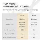 Ugreen 8K 60Hz 4K 144Hz v1.4 DisplayPort Görüntü ve Ses Aktarım Kablosu 3 Metre