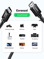 UGREEN 8K HDMI 2.1 Kablo desteği HDR10, eARC, PS5 için 3D, Xbox S, Monitör vb (1m), Gri