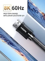 UGREEN 8K HDMI 2.1 Kablo desteği HDR10, eARC, PS5 için 3D, Xbox S, Monitör vb (1m), Gri