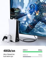 UGREEN 8K HDMI 2.1 Kablo desteği HDR10, eARC, PS5 için 3D, Xbox S, Monitör vb (1m), Gri