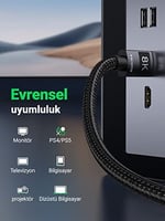 UGREEN 8K HDMI 2.1 Kablo 3D eARC HDCP 2.2/2.3 PC için PS5/PS4 Soundbar HDTV(1m)