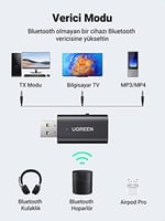 UGREEN Bluetooth 5.4 Adaptör 2'si 1 Arada Bluetooth Verici Alıcı Jakı Bluetooth Verici 3.5mm Aux TV, Kulaklık ve Stereo Sistemler için