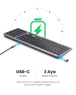 UGREEN Kablosuz Ultra İnce Sessiz Bluetooth İngilizce Q Klavye, Siyah, 15258