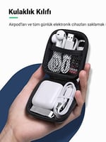 UGREEN Kulaklık çantası Case in Ear kulaklık kılıfı koruyucu kılıf darbeye dayanıklı koruyucu çanta kulaklık saklama kutusu Earphone Cover sert kılıf Airpods, Earpods, MP3 çalar vb. ile uyumlu, Siyah