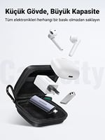 UGREEN Kulaklık çantası Case in Ear kulaklık kılıfı koruyucu kılıf darbeye dayanıklı koruyucu çanta kulaklık saklama kutusu Earphone Cover sert kılıf Airpods, Earpods, MP3 çalar vb. ile uyumlu, Siyah