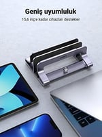 UGREEN Masa için Dikey Dizüstü Bilgisayar Standı Çift Yuvalı Dizüstü Bilgisayar Standı Tutucu Ayarlanabilir Dock Alüminyum Masaüstü Standı MacBook Air Pro, Microsoft Surface Laptop 4, LG Gram 17 ile