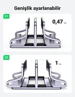 UGREEN Masa için Dikey Dizüstü Bilgisayar Standı Çift Yuvalı Dizüstü Bilgisayar Standı Tutucu Ayarlanabilir Dock Alüminyum Masaüstü Standı MacBook Air Pro, Microsoft Surface Laptop 4, LG Gram 17 ile