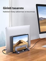 UGREEN Masa için Dikey Dizüstü Bilgisayar Standı Çift Yuvalı Dizüstü Bilgisayar Standı Tutucu Ayarlanabilir Dock Alüminyum Masaüstü Standı MacBook Air Pro, Microsoft Surface Laptop 4, LG Gram 17 ile